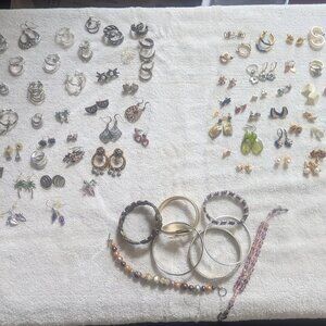 Jewelry - Assorted Lot of Earrings and Bracelets - Nearly 100 pieces!